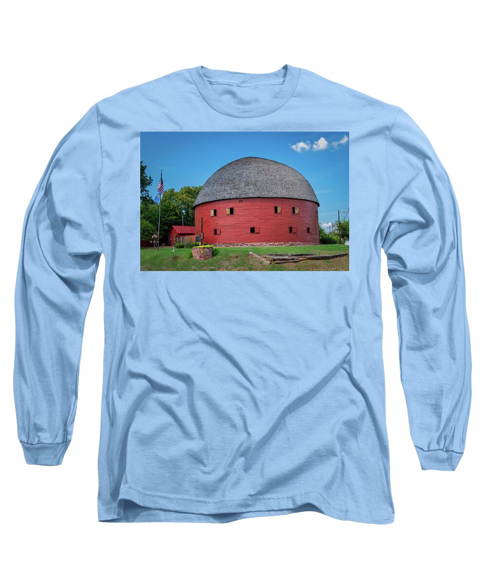 Oklahoma Long Sleeve T-Shirt featuring the photograph Arcadia Round Barn by Andy Crawford