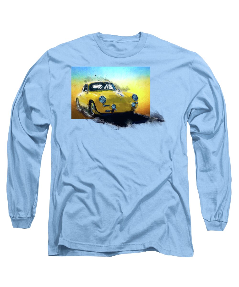 Yellow Porsche 356 Outlaw Long Sleeve T-Shirt by Stuart Row - Pixels