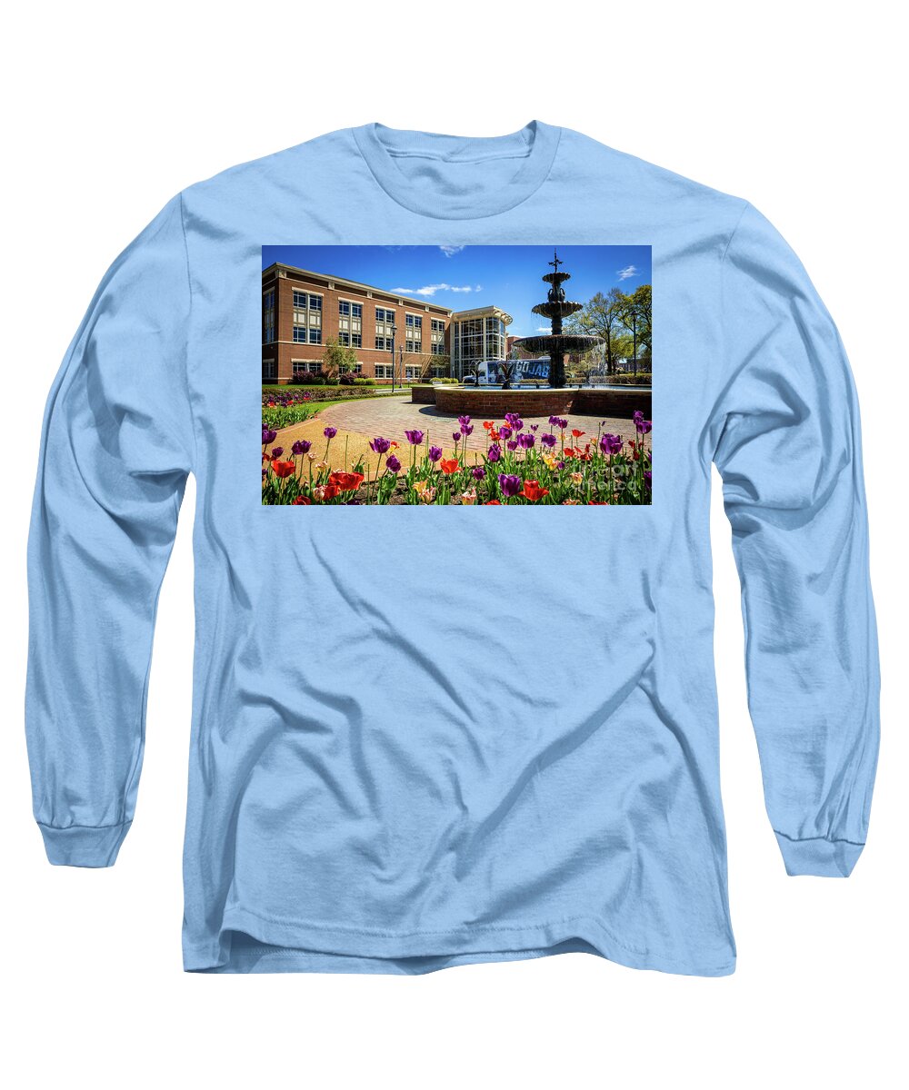 Augusta Long Sleeve T-Shirt featuring the photograph Augusta University Fountain GA by Sanjeev Singhal