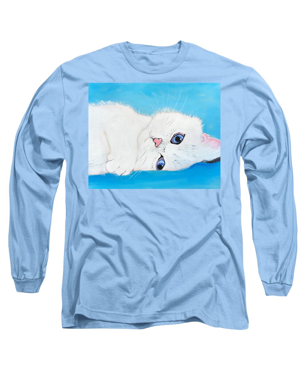 Pets Long Sleeve T-Shirt featuring the painting Baby Blue Eyes by Kathie Camara
