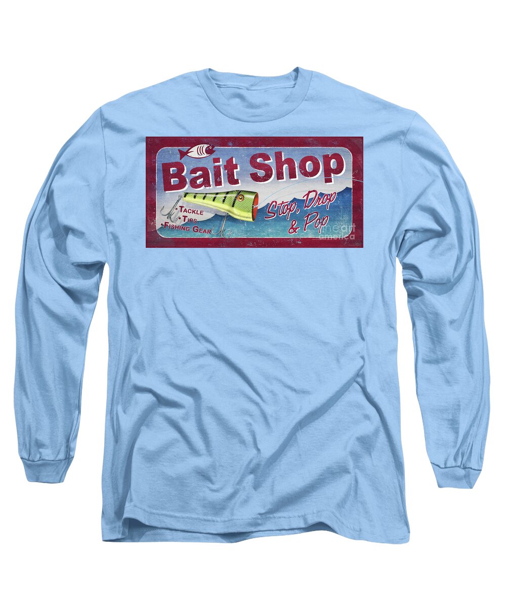 Jq Licensing Long Sleeve T-Shirt featuring the painting Bait Shop Sign by JQ Licensing