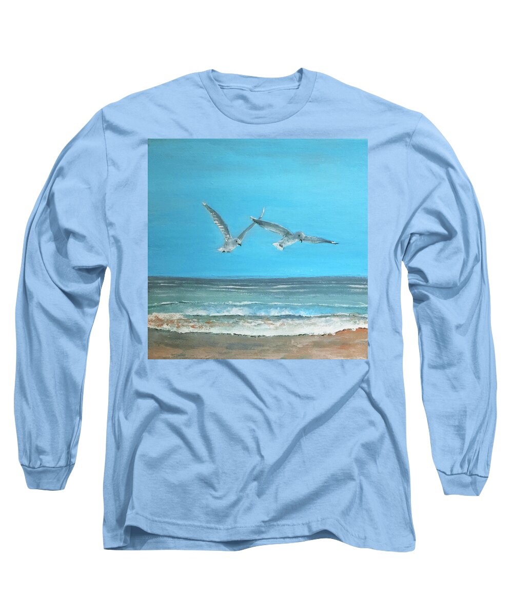  Long Sleeve T-Shirt featuring the painting Beach Buddies by Linda Bailey