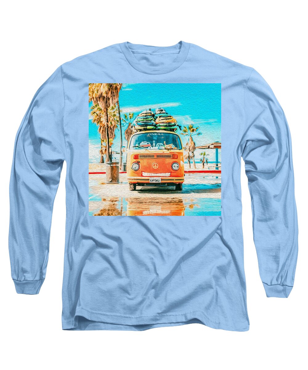 Beach Long Sleeve T-Shirt featuring the painting Beach Fun by Teresa Trotter