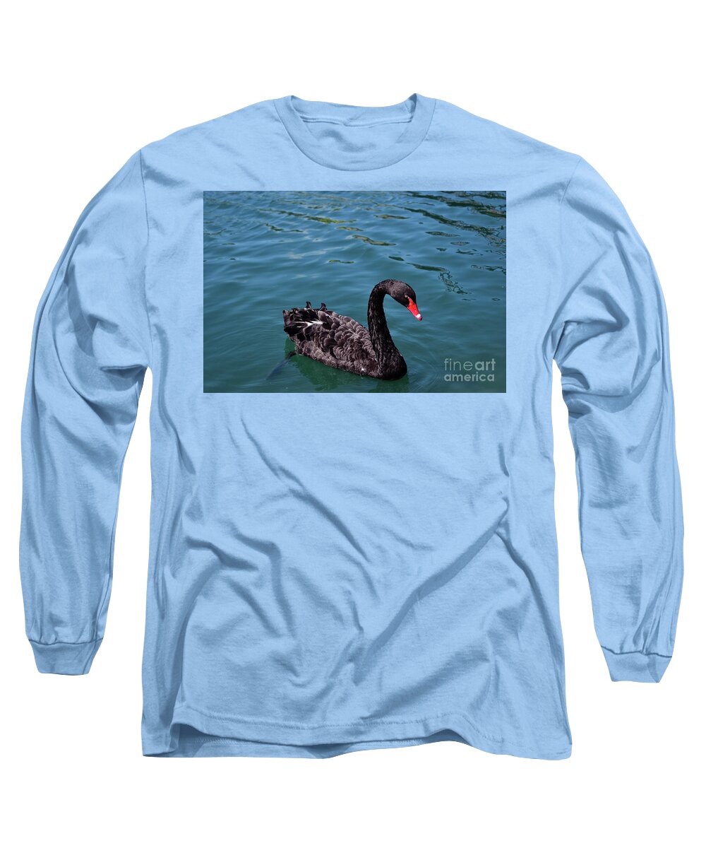 Swan Long Sleeve T-Shirt featuring the photograph Black Swan by Bailey Maier