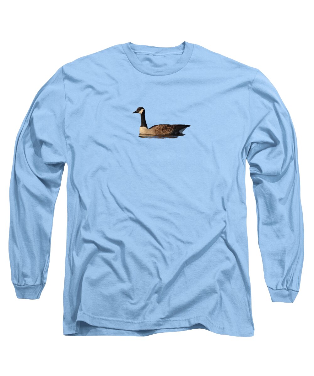 Canada Long Sleeve T-Shirt featuring the photograph Canada Goose Swimming in Marsh by Marlin and Laura Hum