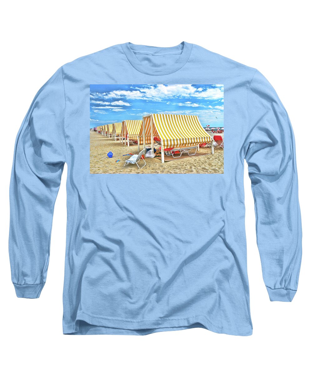 Cape May Long Sleeve T-Shirt featuring the photograph Cape May Cabanas 2 by Allen Beatty