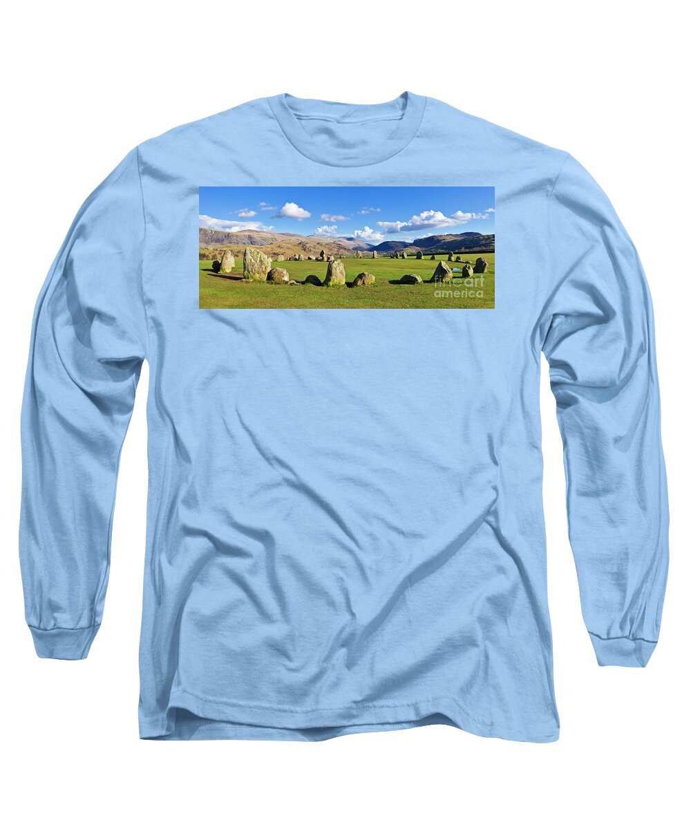 Castlerigg Stone Circle Long Sleeve T-Shirt featuring the photograph Castlerigg stone circle, Keswick, Lake District, England by Neale And Judith Clark