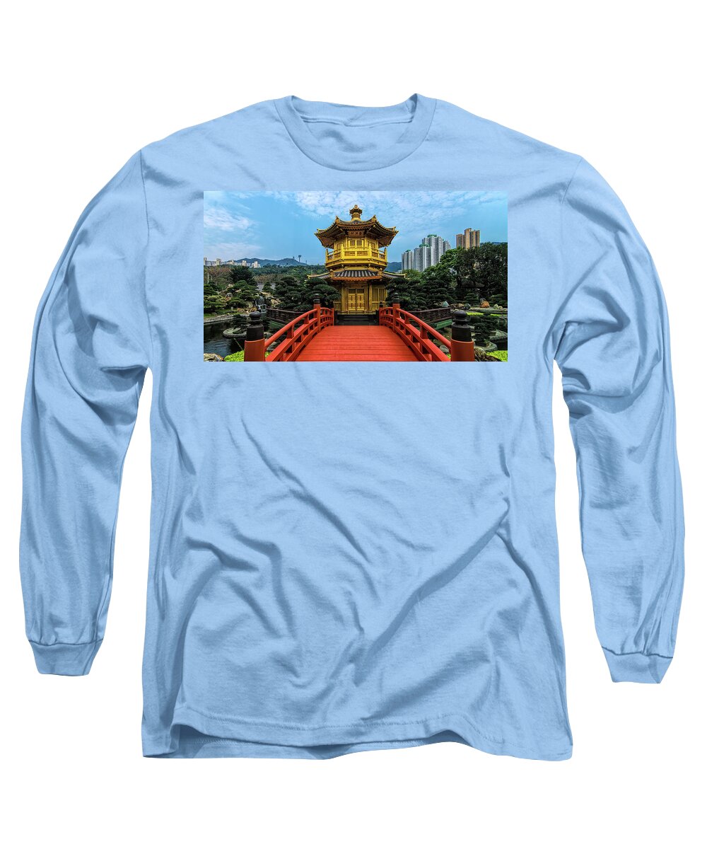 Architecture Long Sleeve T-Shirt featuring the digital art Chi Lin Nunnery Hong Kong by Kevin McClish