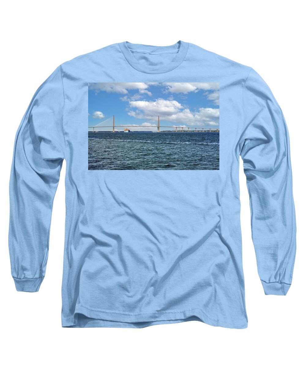 Septima Clark Pkwy Long Sleeve T-Shirt featuring the photograph Cooper River Charleston by Chris Smith