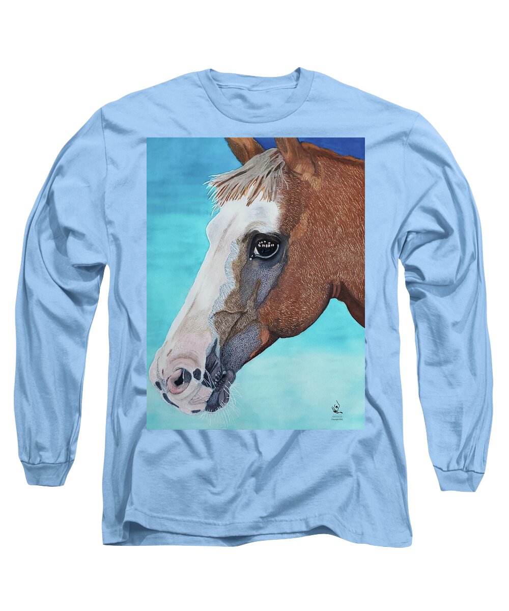 Quarter Horse Long Sleeve T-Shirt featuring the painting Daisy by Equus Artisan