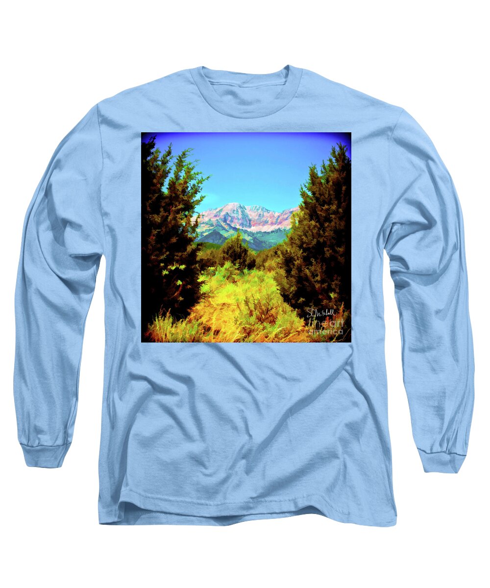 Tremendous View Of Deseret Peak On The West Side Of The Tooele Valley In Northern Utah Long Sleeve T-Shirt featuring the mixed media Deseret Peak by Steve Mitchell