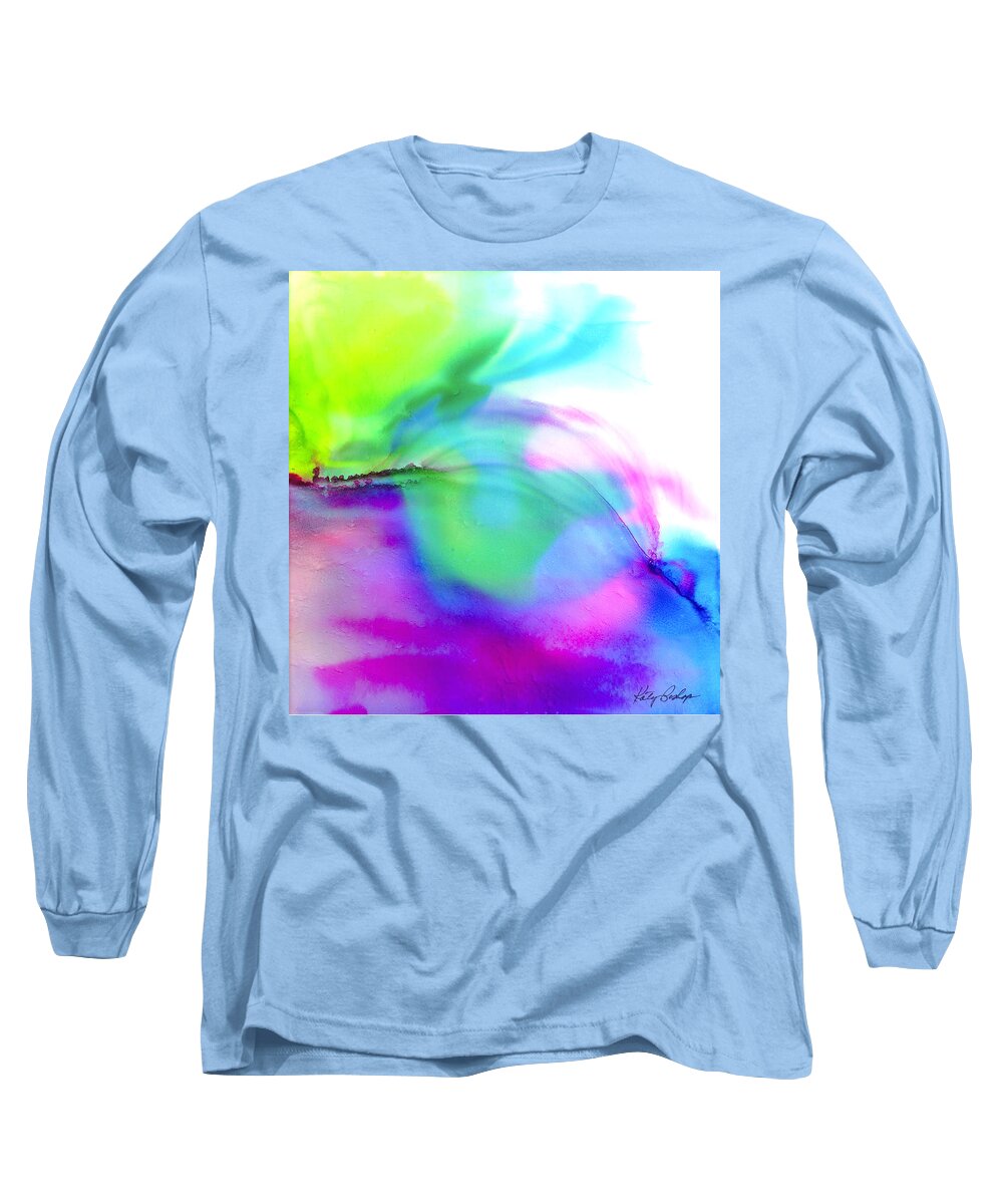 Blue Long Sleeve T-Shirt featuring the painting Emerging by Katy Bishop