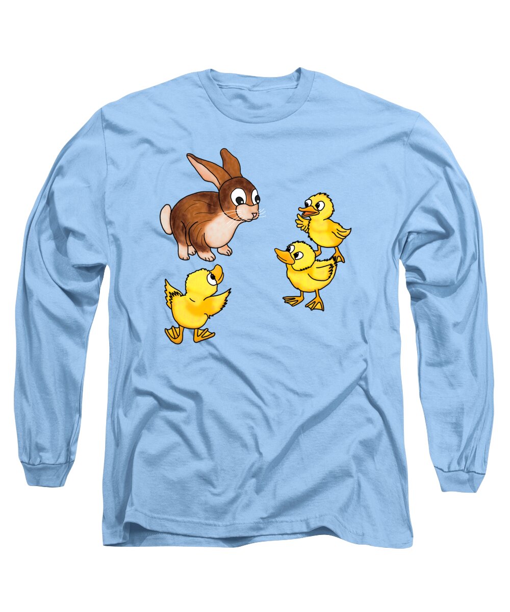 Duck Long Sleeve T-Shirt featuring the digital art Explaining Swimming to a Rabbit by John Haldane