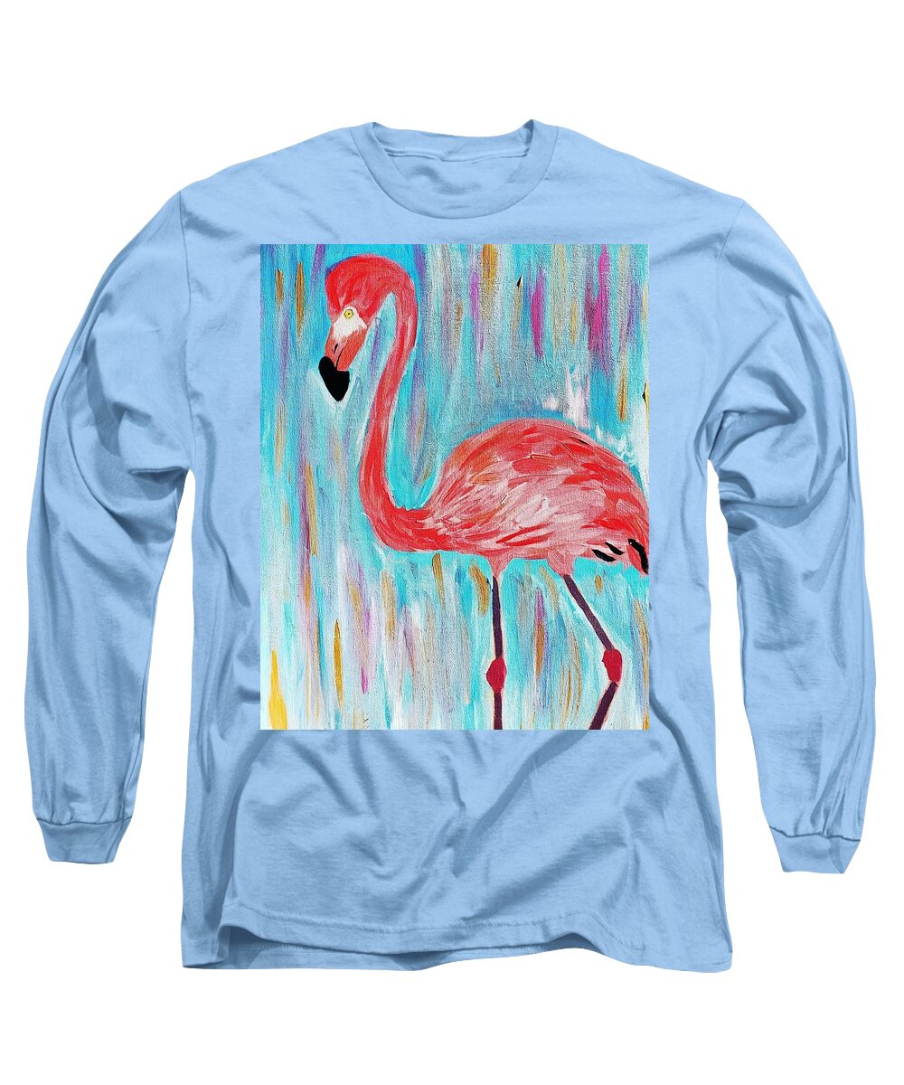 Bird Long Sleeve T-Shirt featuring the painting Flamingo by Amy Kuenzie