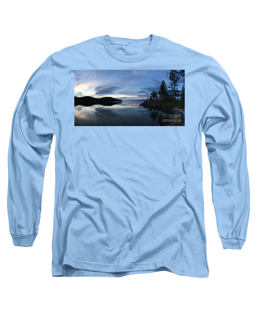 Landscape Long Sleeve T-Shirt featuring the photograph Flathead Lake Safety Bay Reflection by Eric Haines