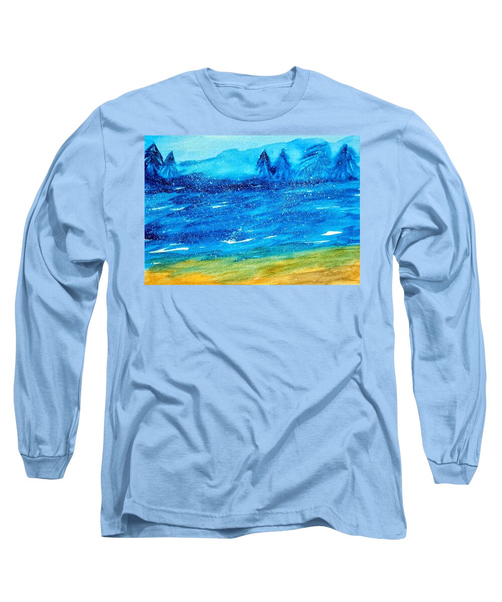 Dusk Long Sleeve T-Shirt featuring the painting Snowstorm At Dusk by Shady Lane Studios-Karen Howard