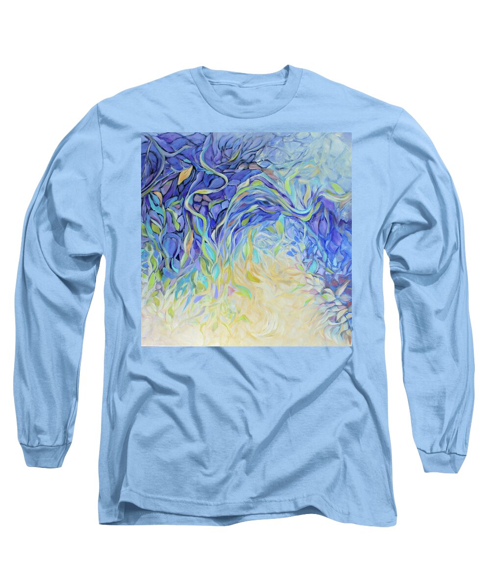 Garden Long Sleeve T-Shirt featuring the painting Garden of the Dragons by Jo Smoley