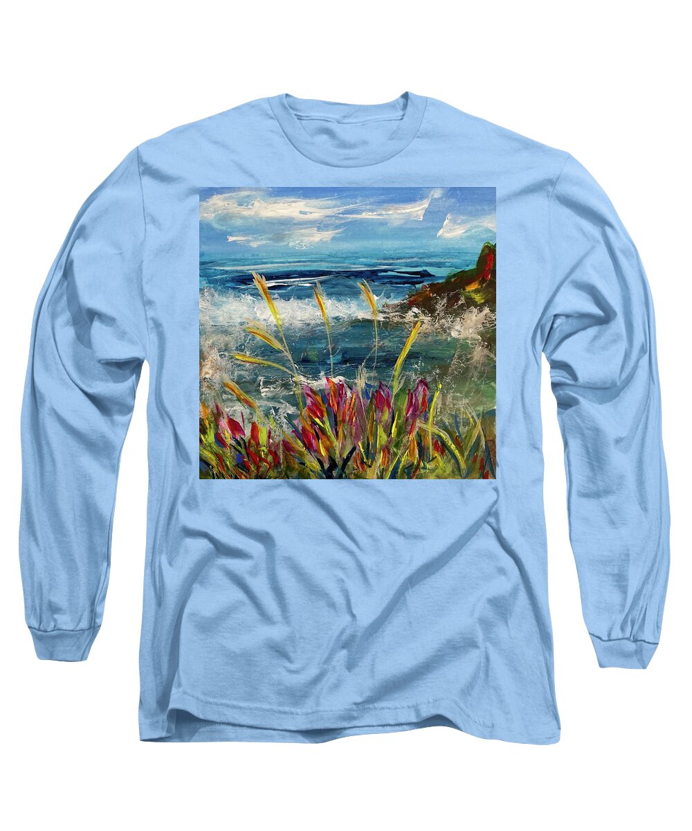Sea Long Sleeve T-Shirt featuring the painting Gathering a storm by Ann Leech