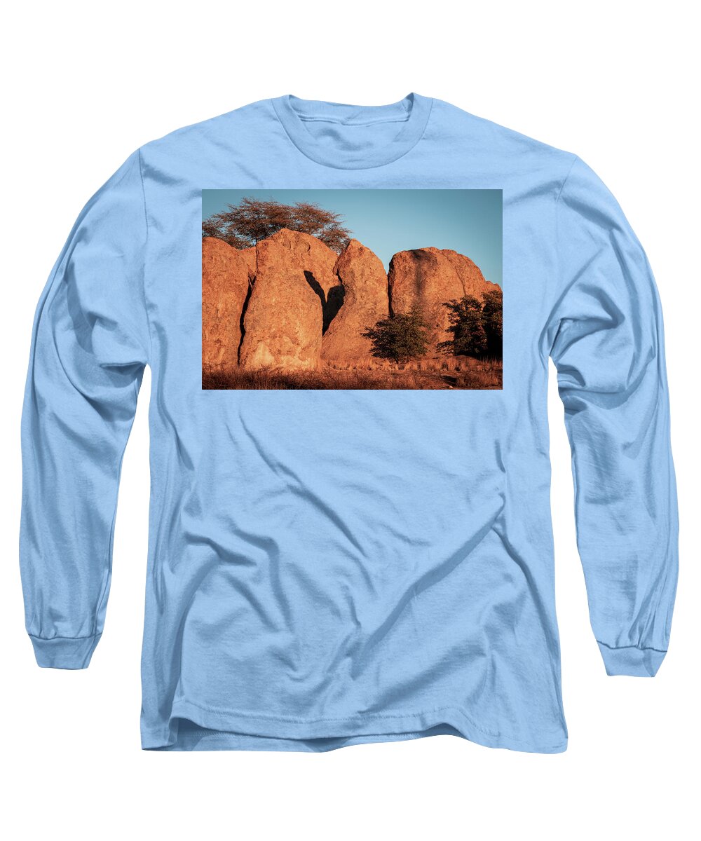 Scenic Long Sleeve T-Shirt featuring the photograph Heart of Sunset at City of Rocks by Mary Lee Dereske