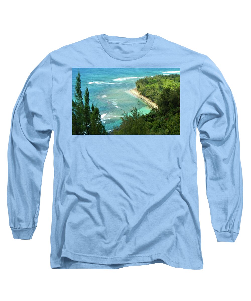 Beach Long Sleeve T-Shirt featuring the pyrography Ke'e by Tony Spencer