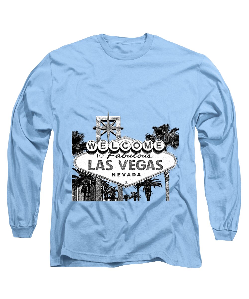 Architecture Long Sleeve T-Shirt featuring the digital art Las Vegas Welcome to Las Vegas - Gold by DB Artist