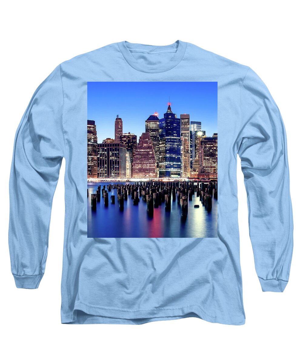 New York City Skyline Long Sleeve T-Shirt featuring the photograph Magic Manhattan Triptych_2 by Az Jackson