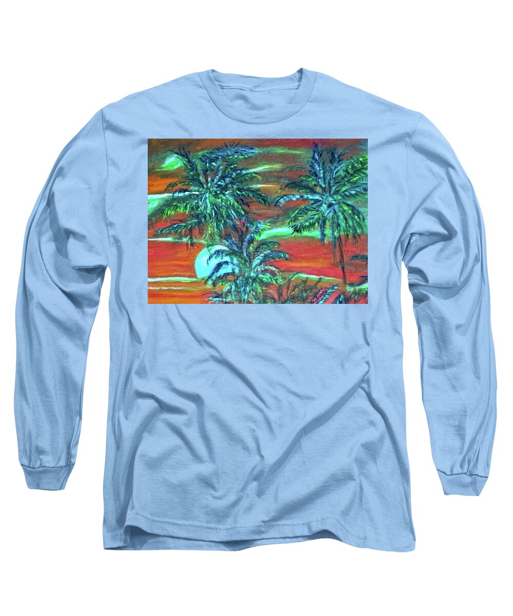 Mahina Long Sleeve T-Shirt featuring the painting Mahinahina in Kumu nui by Michael Silbaugh