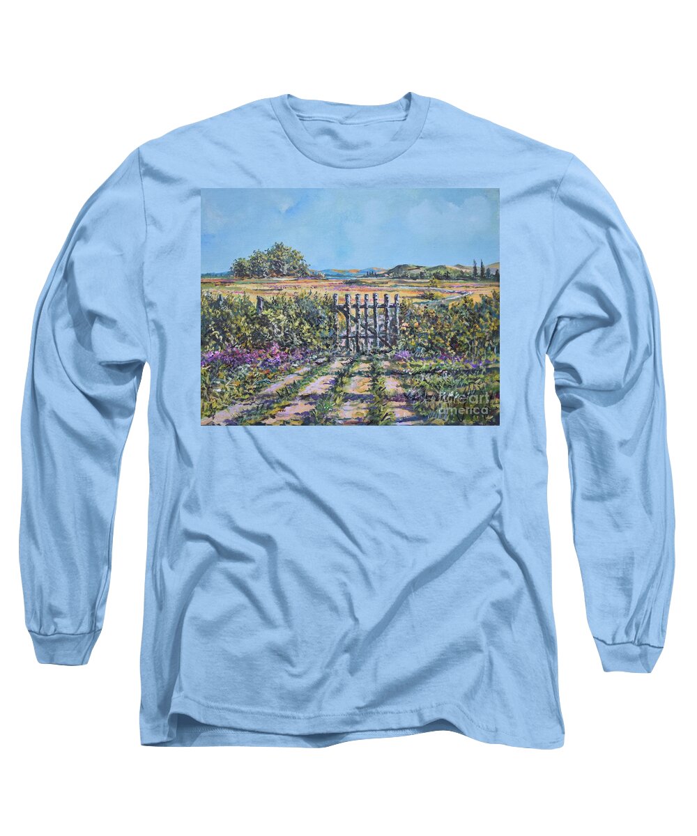 Nature Long Sleeve T-Shirt featuring the painting Mary's Field by Sinisa Saratlic