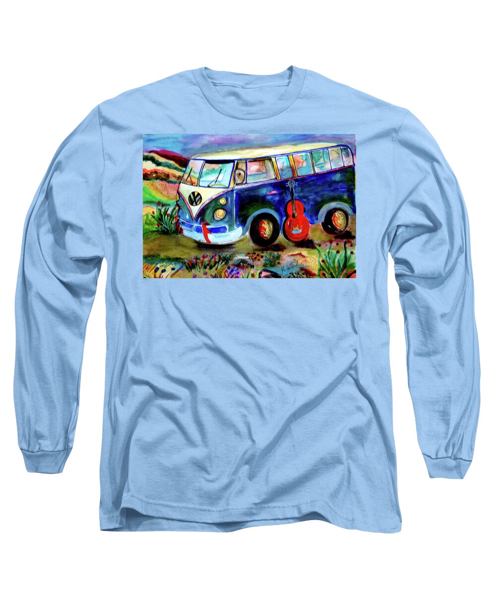 Old Van Volkswagen Long Sleeve T-Shirt featuring the painting Memories by Genevieve Holland