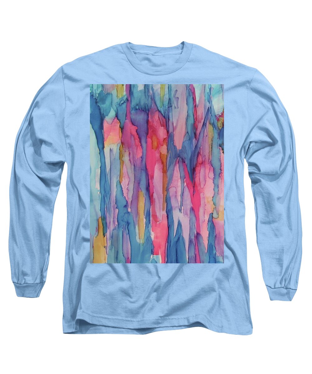 Alcohol Ink Long Sleeve T-Shirt featuring the painting Mirage by Jean Batzell Fitzgerald