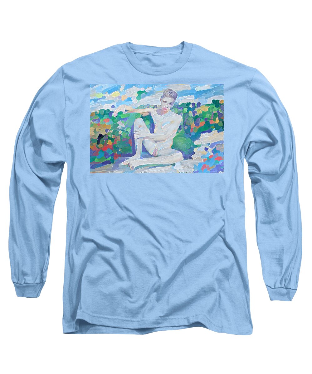 Homoerotic Art Long Sleeve T-Shirt featuring the painting Model by Homoerotic Art