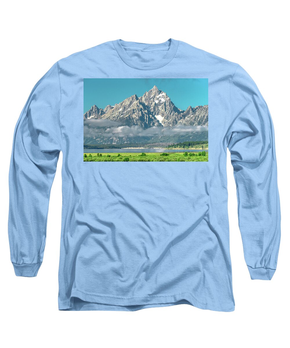 Tetons Long Sleeve T-Shirt featuring the photograph Moody Teton Morning by Tara Krauss