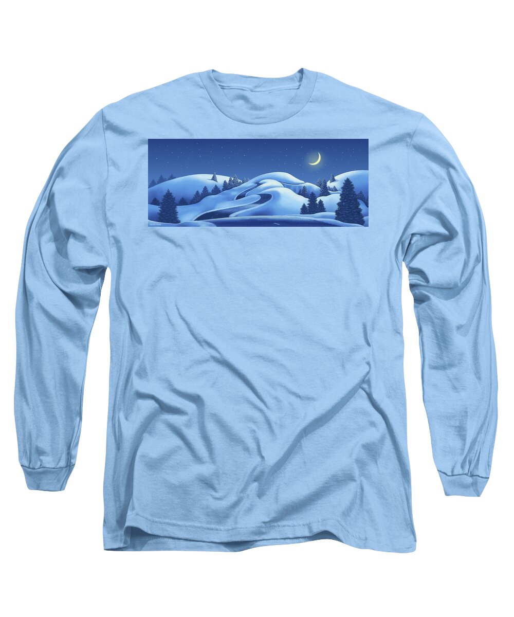 Winter Long Sleeve T-Shirt featuring the digital art Moonlight Drive by Scott Ross