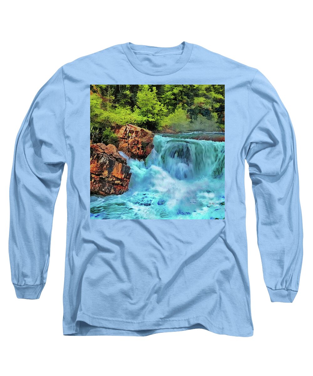 Russ Harris Long Sleeve T-Shirt featuring the photograph Mountain Waterfall by Russ Harris