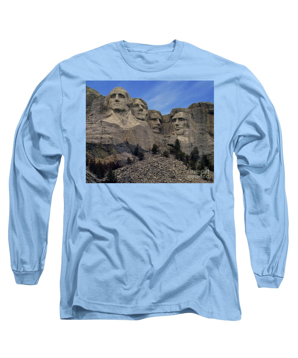 Monument Long Sleeve T-Shirt featuring the photograph Mt Rushmore by Kimberly Blom-Roemer