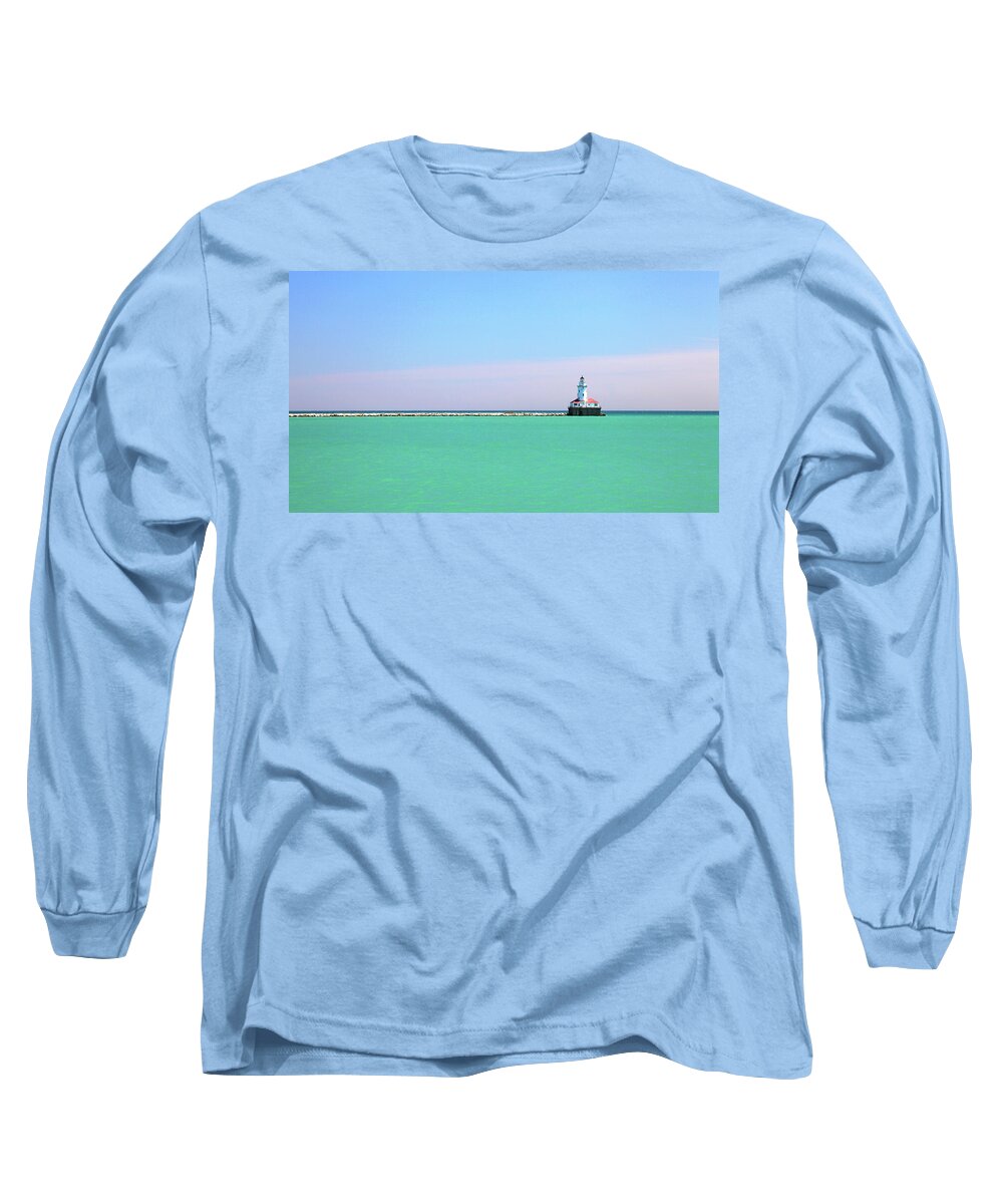 Lighthouse Long Sleeve T-Shirt featuring the photograph Navy Pier Lighthouse Lake Michigan by Patrick Malon