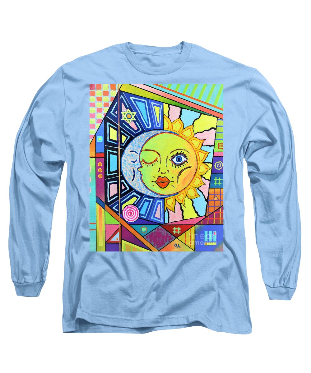 Night Long Sleeve T-Shirt featuring the painting Night Kisses Daylight by Jeremy Aiyadurai