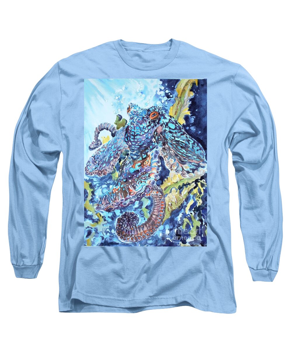 Octopus Long Sleeve T-Shirt featuring the painting Octopus's Garden by Mindy Newman