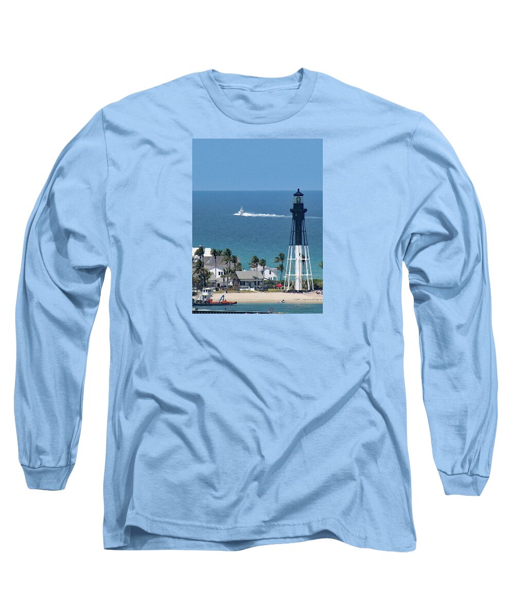 Fishing Long Sleeve T-Shirt featuring the photograph Out the Inlet at Hillsboro Beach by Corinne Carroll