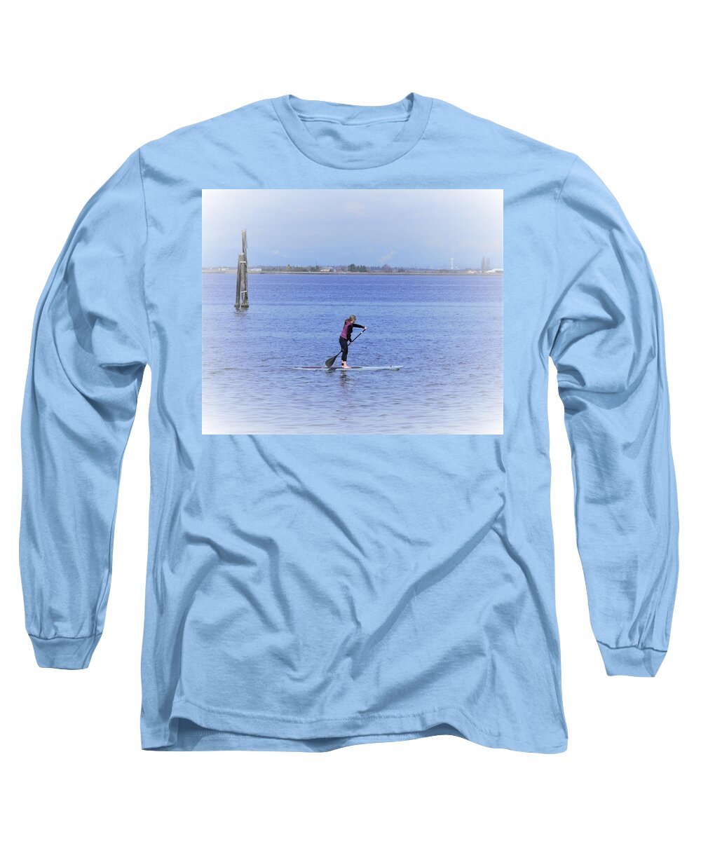 Paddle Boarding Long Sleeve T-Shirt featuring the photograph Paddle Boarding on the Pacific by James Cousineau