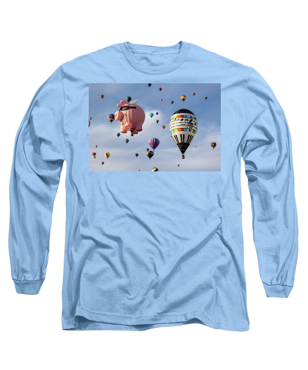 Hot Air Balloons Long Sleeve T-Shirt featuring the photograph Pig Notes by Deborah Penland