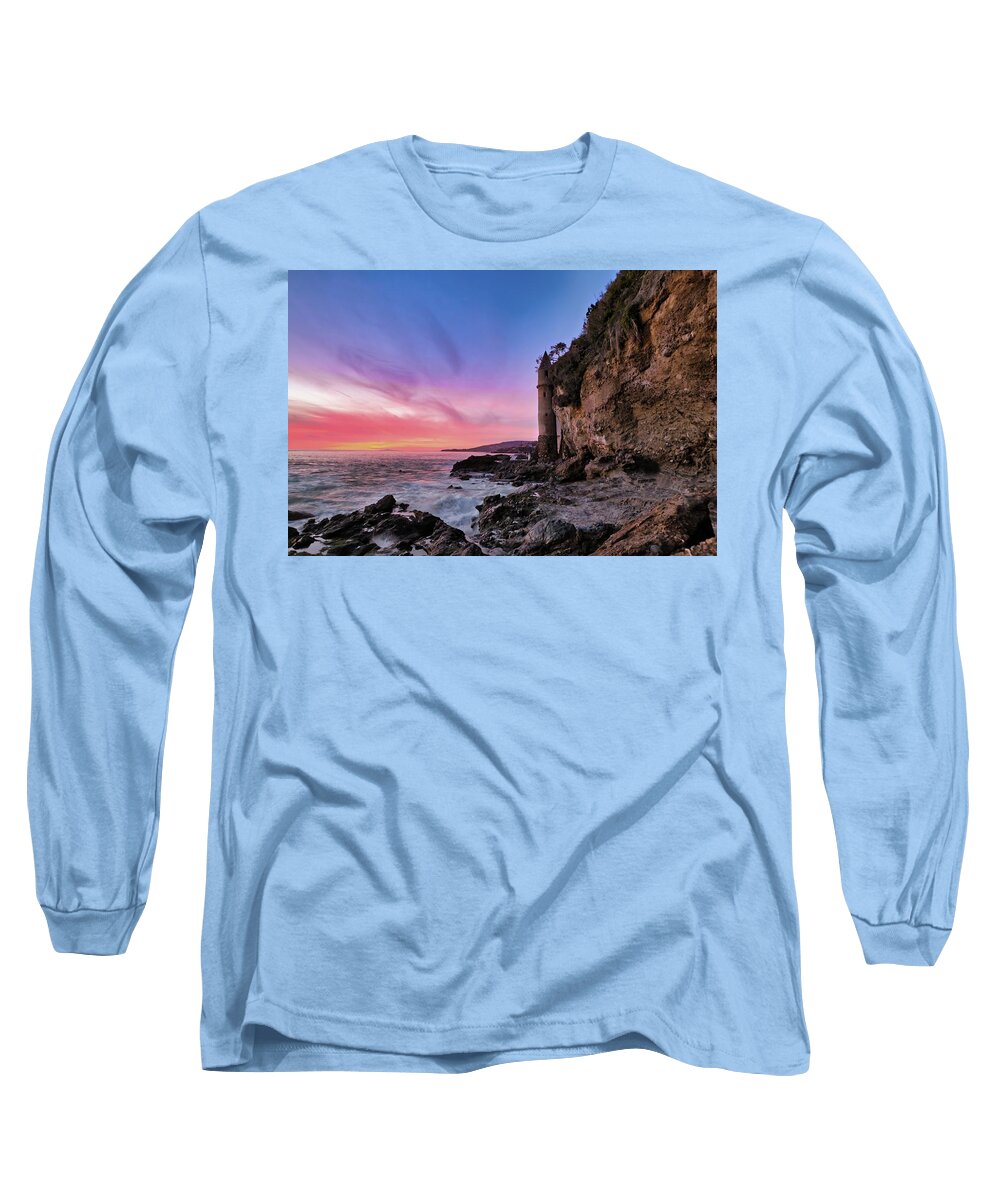 Caifornia Long Sleeve T-Shirt featuring the photograph Pirate Tower's Sunset by American Landscapes