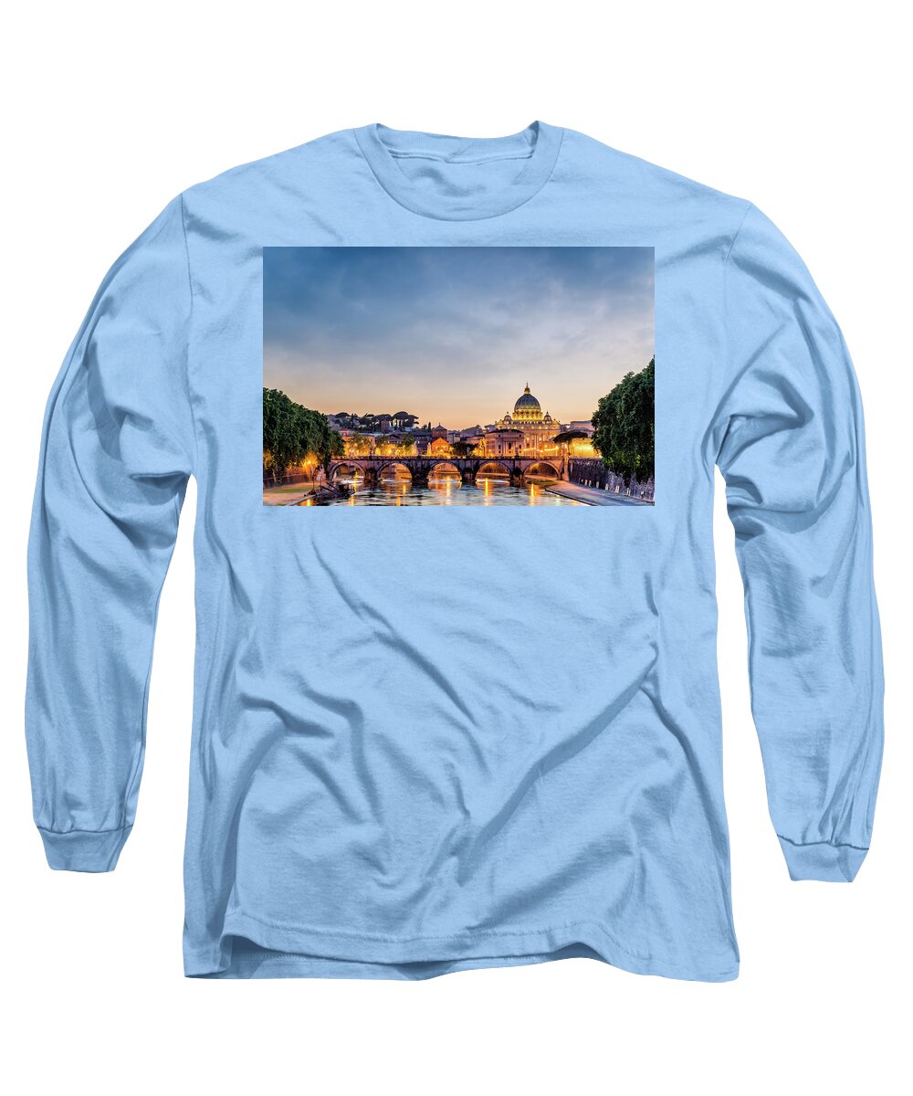 Rome Long Sleeve T-Shirt featuring the photograph Ponte Sant' Angelo by Alexios Ntounas