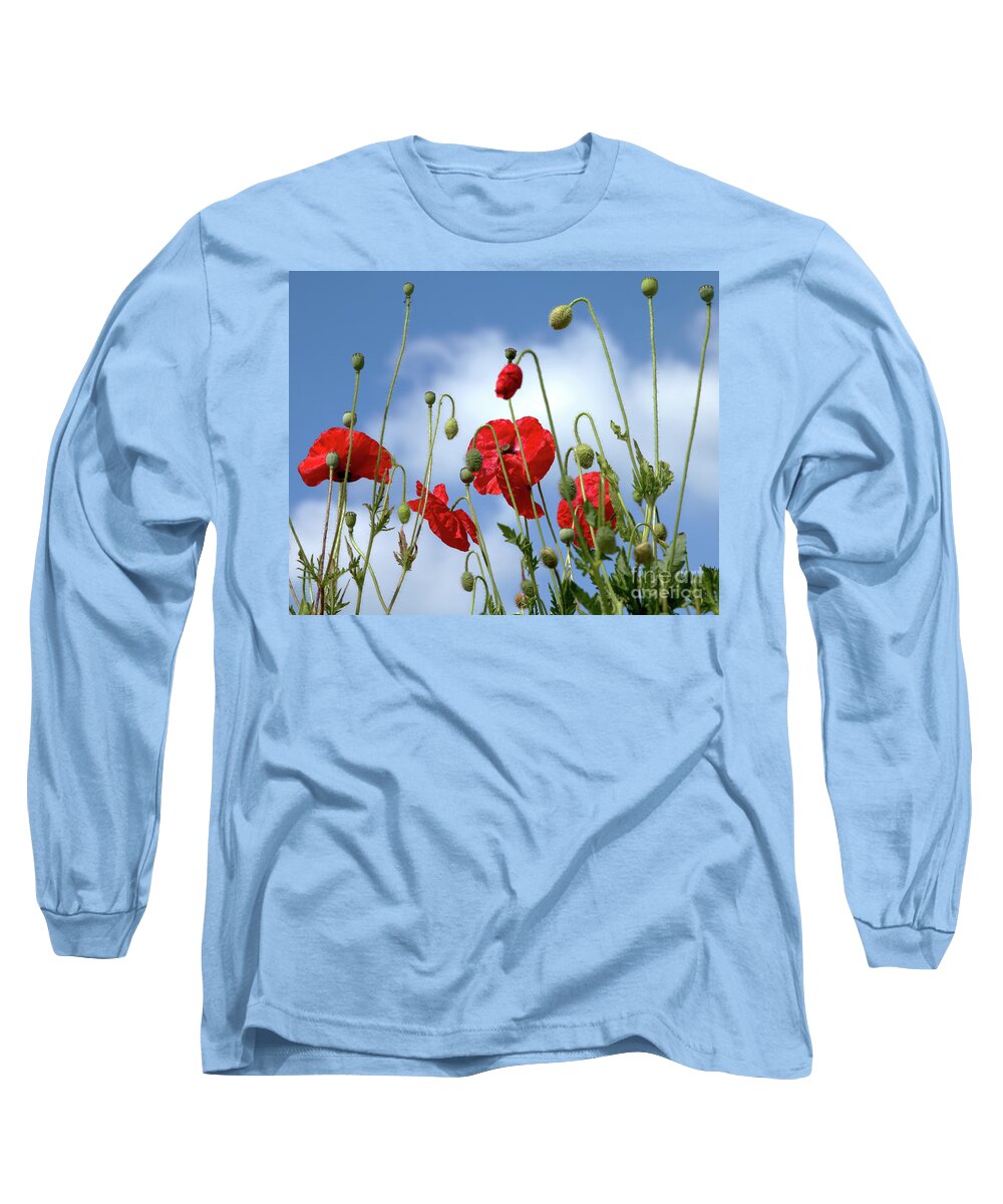 Poppies Long Sleeve T-Shirt featuring the photograph Poppy Art by Baggieoldboy