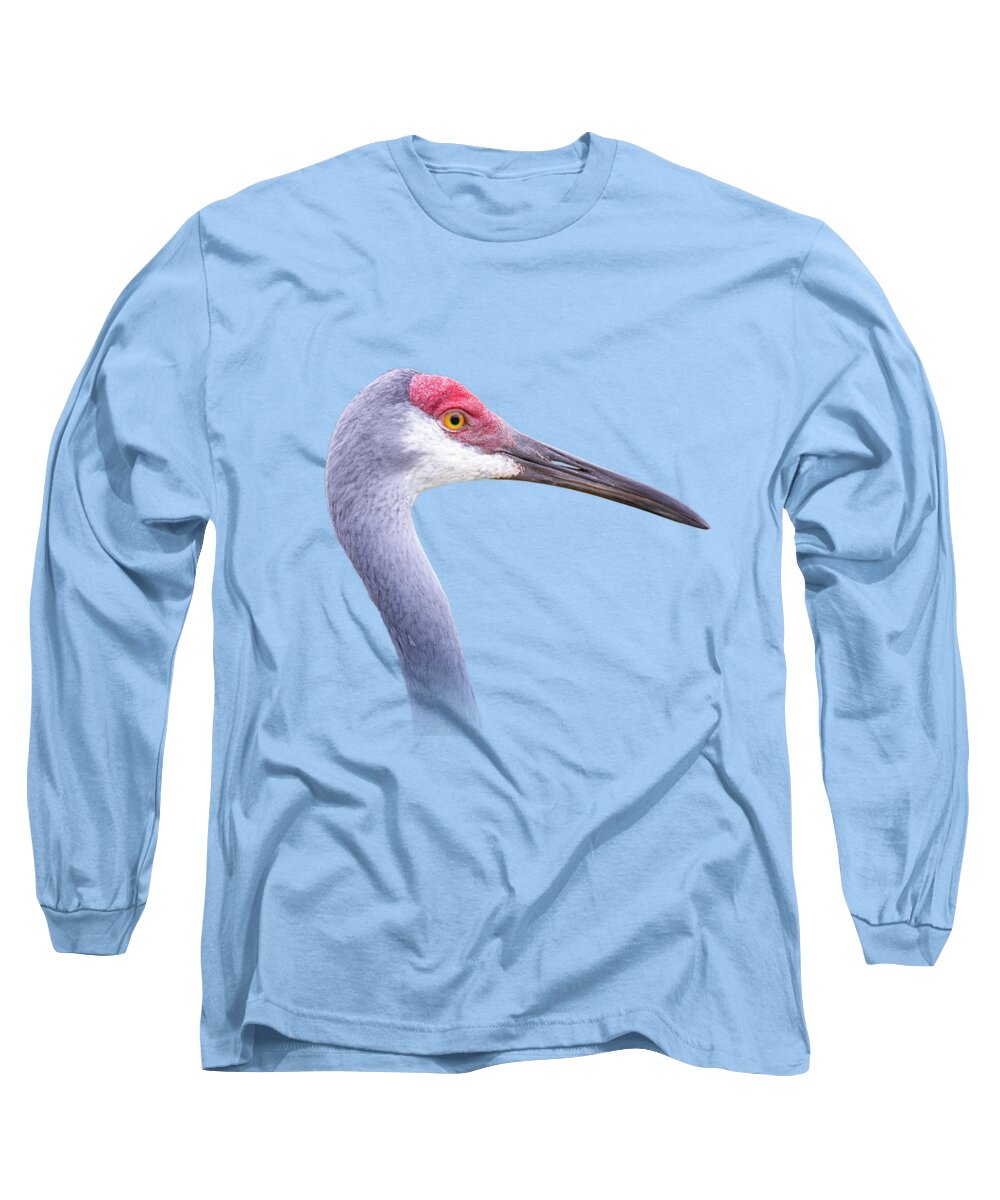 Sandhill Crane Long Sleeve T-Shirt featuring the photograph Portrait of a Sandhill Crane by Mark Andrew Thomas