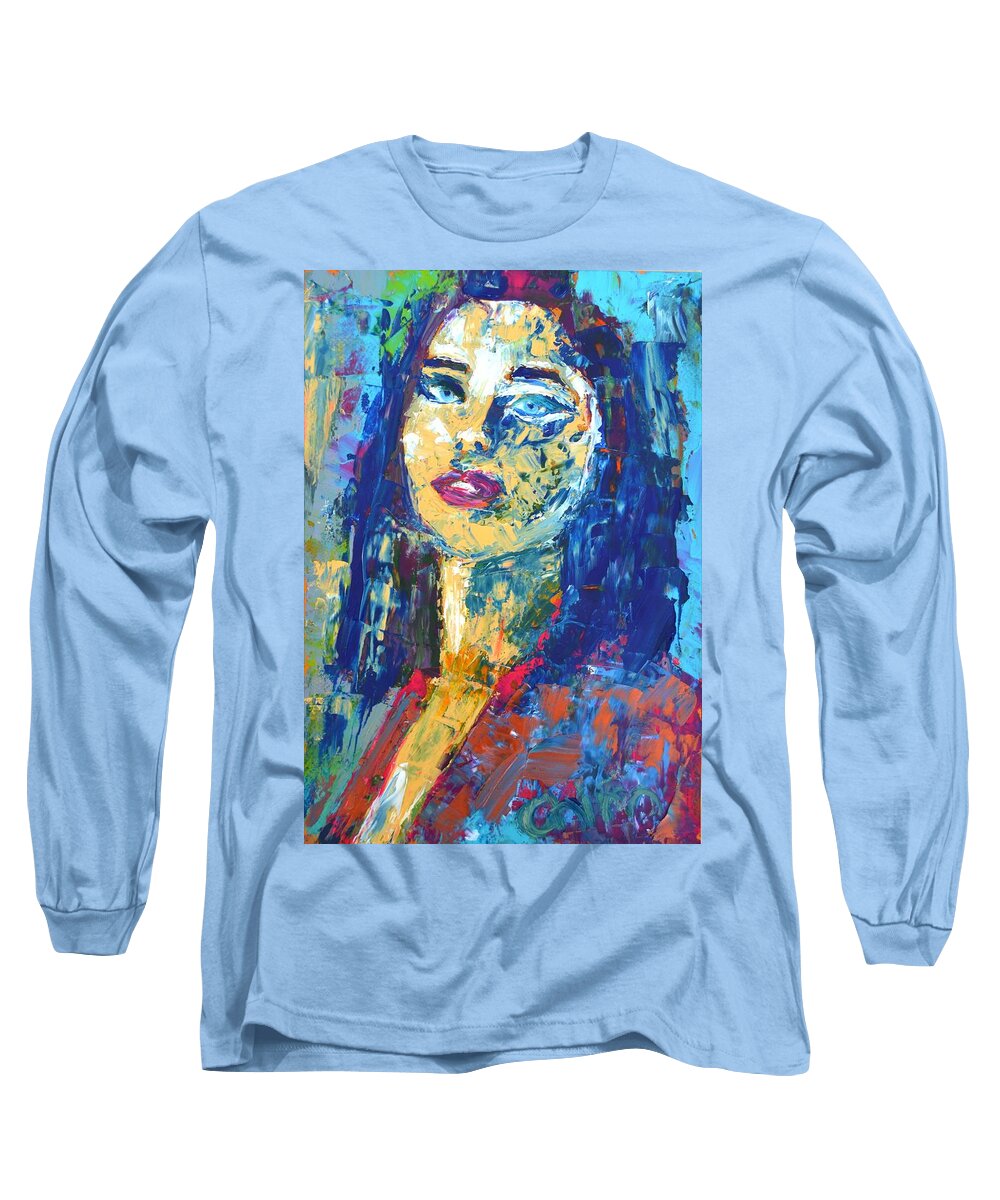  Long Sleeve T-Shirt featuring the painting Portrait Study 1 by Chiara Magni