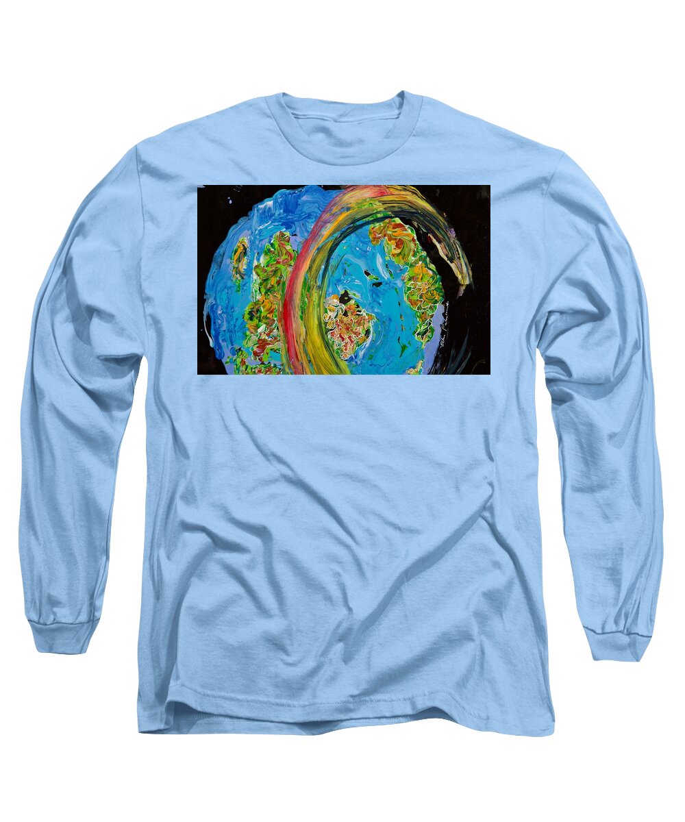 Wall Art Long Sleeve T-Shirt featuring the painting Rainbow Halo by Ellen Palestrant