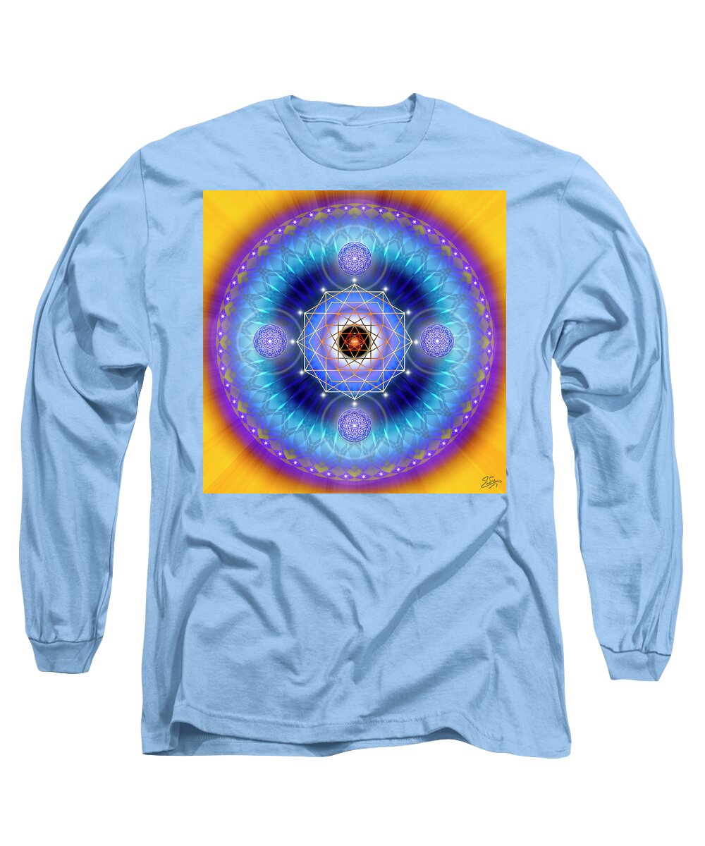 Endre Long Sleeve T-Shirt featuring the digital art Sacred Geometry 801 by Endre Balogh