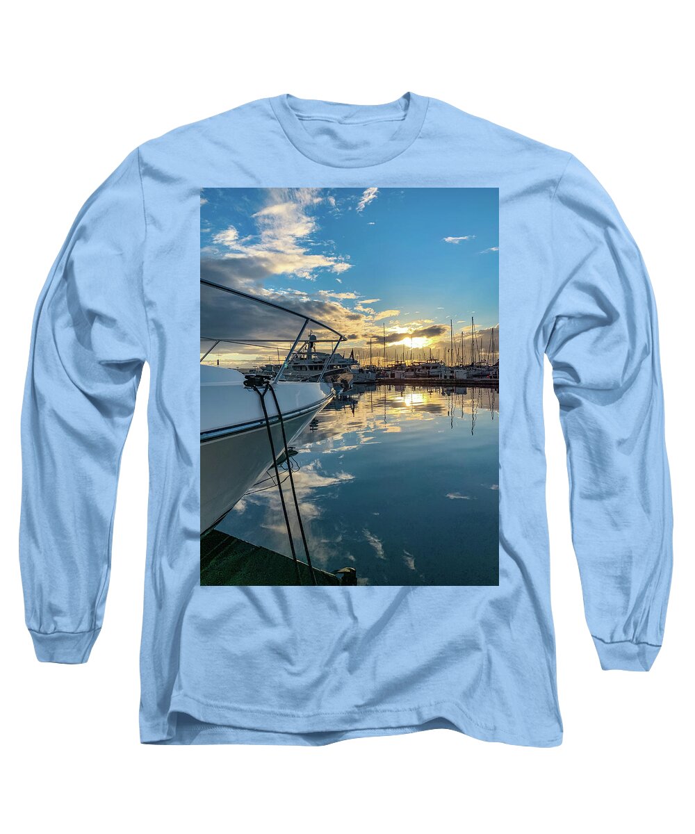  Long Sleeve T-Shirt featuring the photograph Shilshole Sunset by Tim Dussault