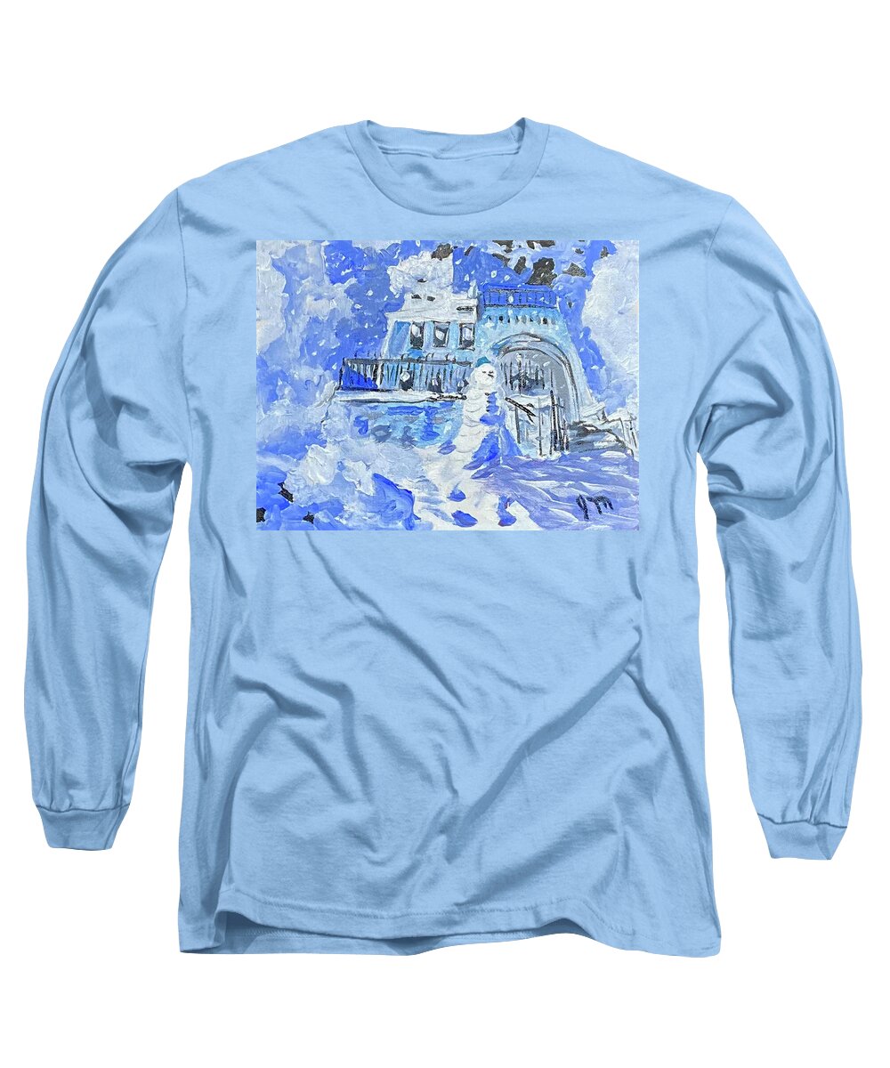  Long Sleeve T-Shirt featuring the painting Snowy Blues by John Macarthur